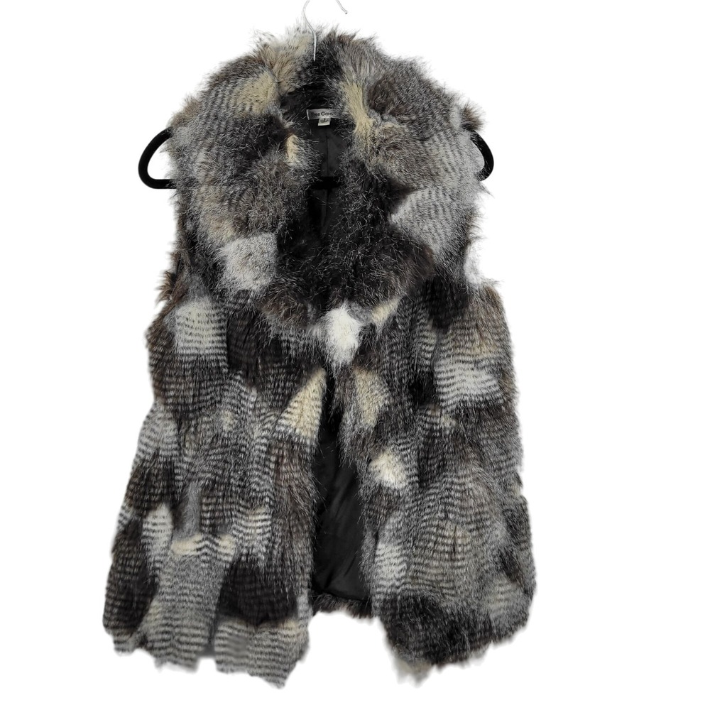 Boho Chic Shaggy Patchwork Faux Fur Vest Sz S Mob Boss Glam Night Out Vegan